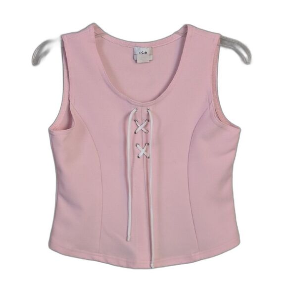 Pink & Blue Light Pink Stretch Sleeveless Top Polyester Size 13/14 VINTAGE - Picture 1 of 4